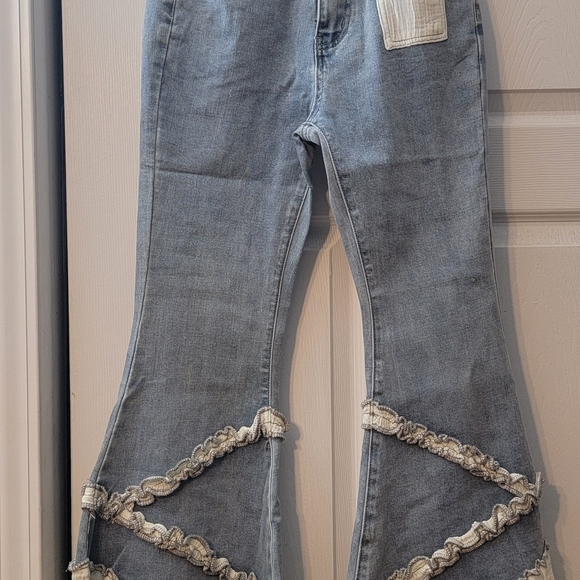 POL Denim Flare Jeans with Crochet Accents - Picture 1 of 2